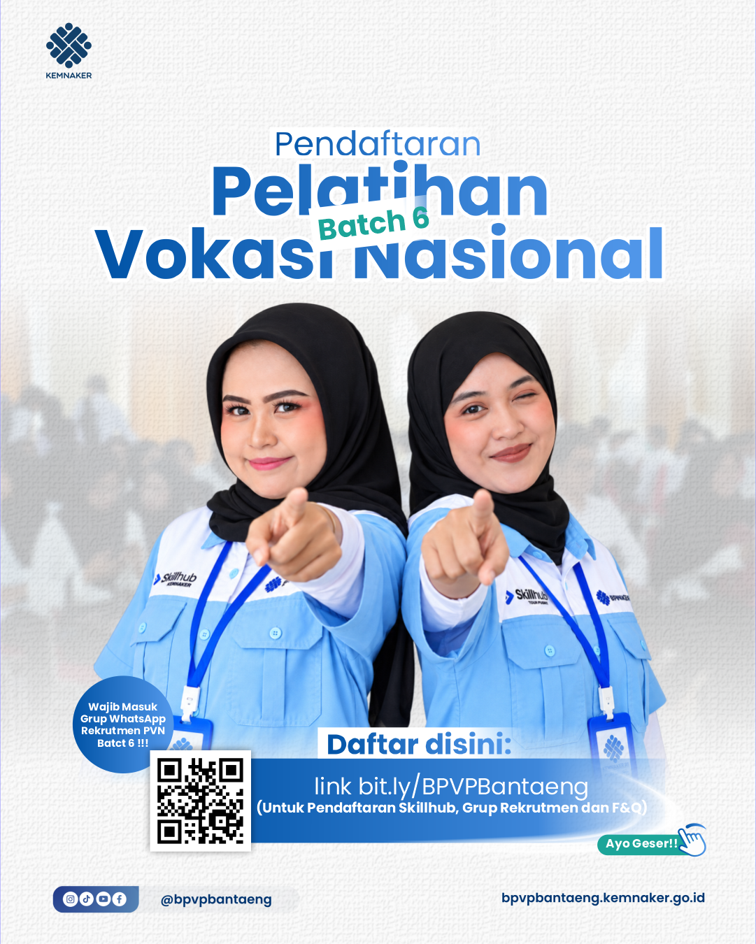 Gratis dan Bersertifikat BNSP, Pendaftaran Pelatihan Vokasi Nasional (PVN) Batch 6 BPVP Bantaeng Resmi Dibuka!