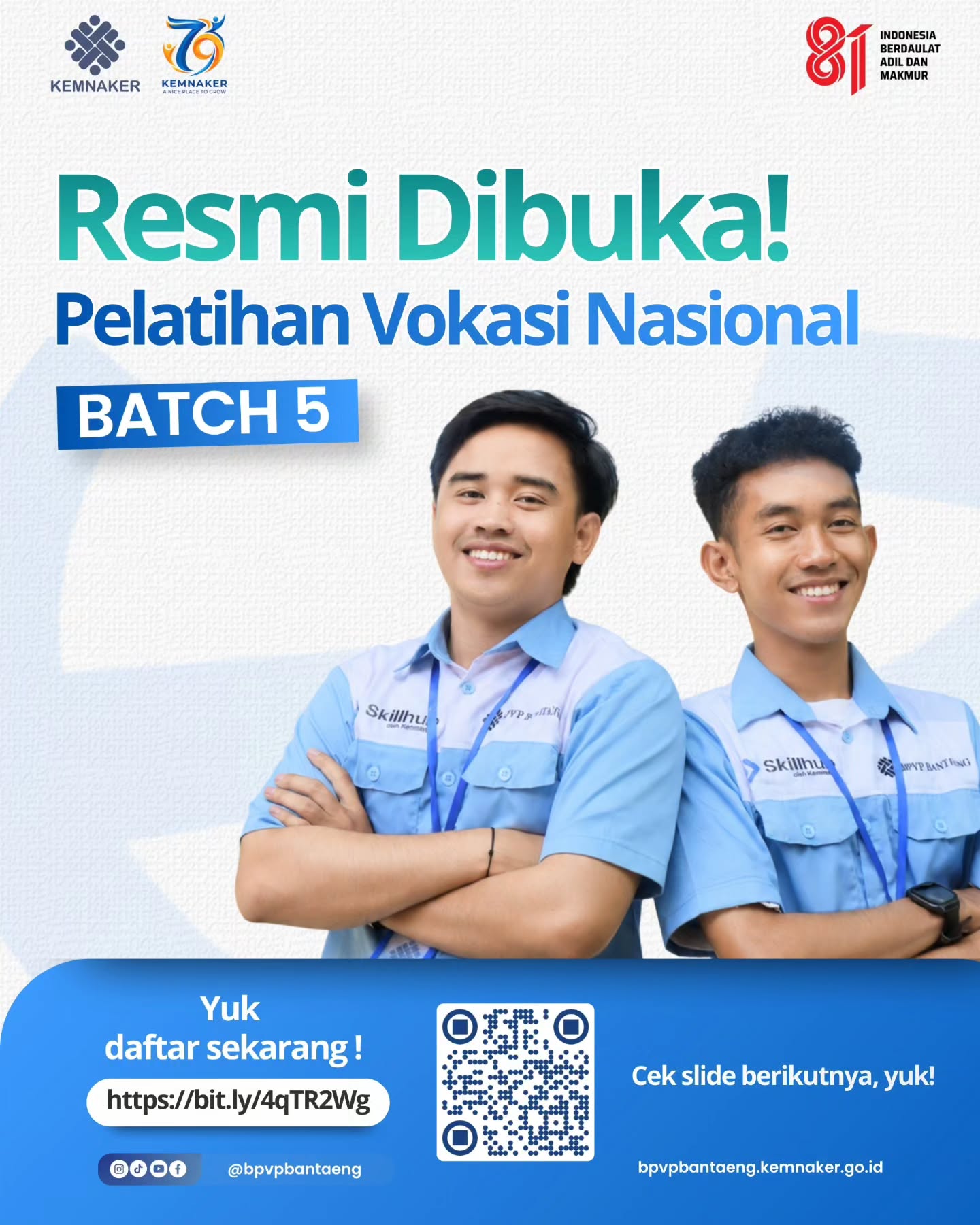 Pelatihan Vokasi Nasional Batch V Resmi di Buka