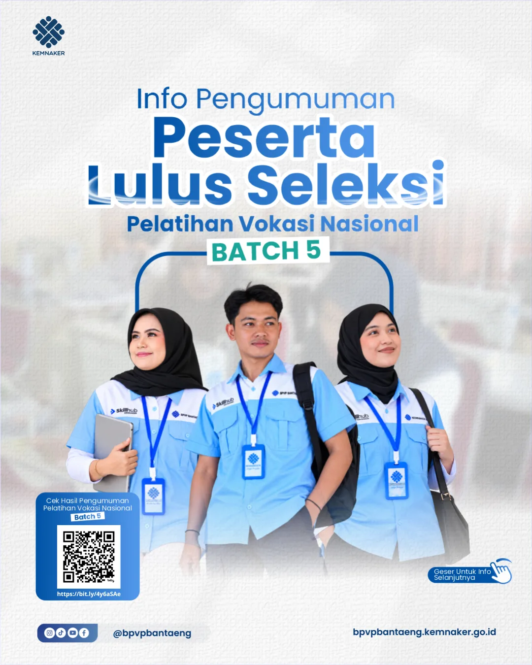 BPVP Bantaeng Resmi Umumkan Hasil Seleksi Pelatihan Vokasi Nasional Batch V