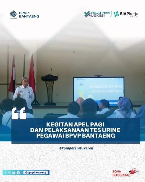 Pelaksanaan Tes Urine Pegawai BPVP Bantaeng